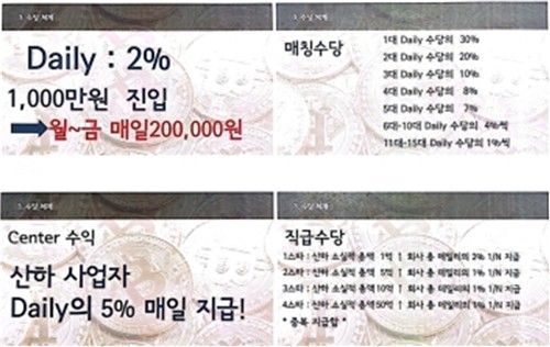 다단계·유사수신 사기 업체의 사업설명회 자료