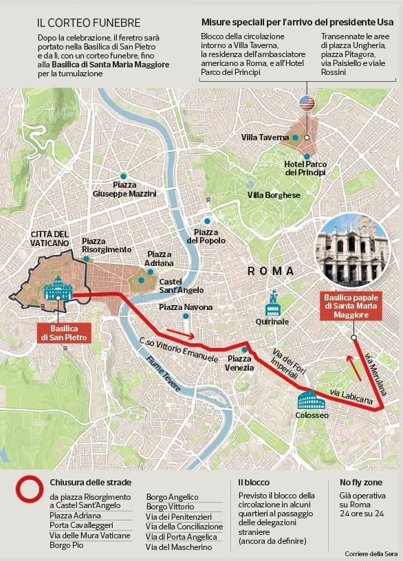 교황 장례 미사 후 운구 행렬 경로