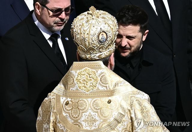 교황 장례식 참석한 볼로디미르 젤렌스키 우크라이나 대통령