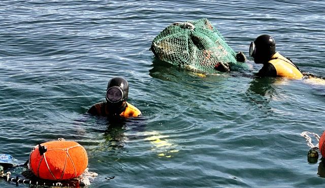 바다에 버려진 쓰레기 수거하는 해녀구조단