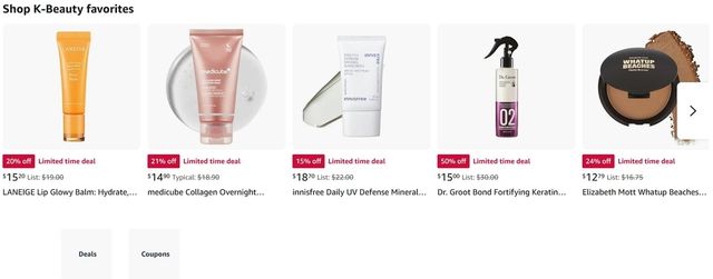 아마존(Amazon)의 한국 화장품 인기 제품 코너