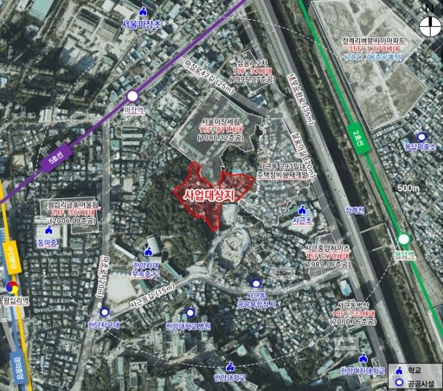 마장동 382번지 일대 주택정비형 재개발사업 위치도