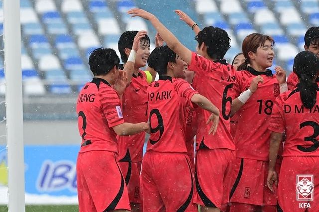 지난해 열린 AFC U-20 여자 아시안컵 당시 한국 대표팀 선수들 모습.