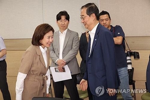 한덕수 대통령 권한대행 국무총리와 국민의힘 나경원 의원