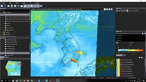 지난달 영남권 대형 산불 발생 시 에어로졸 발생을 포착한 환경위성 영상을 활용도구 프로그램으로 분석한 모습. [국립환경과학원 제공. 재판매 및 DB 금지]