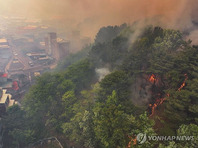 민가 위협하는 산불