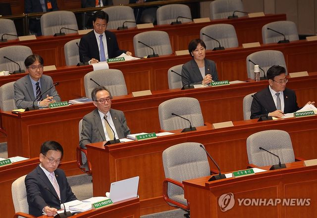 예결위 회의장, 비어 있는 한덕수 총리 자리