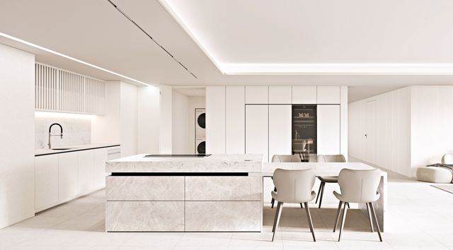 LX하우시스의 바이오 SMR 가구용 필름과 보드가 적용된 주방 공간