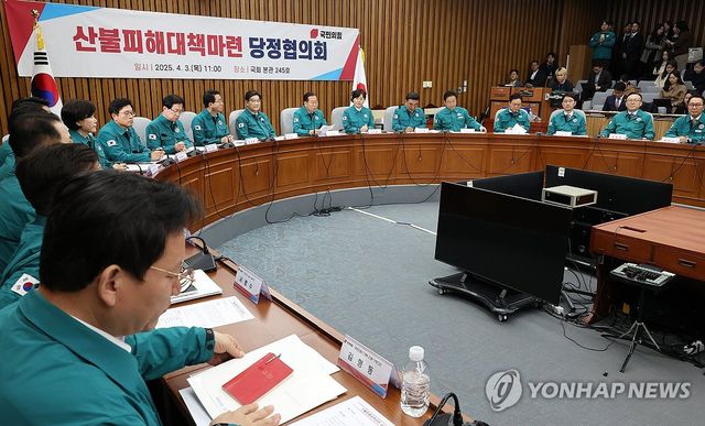 산불피해대책마련 당정협의회에서 발언하는 권영세 비대위원장