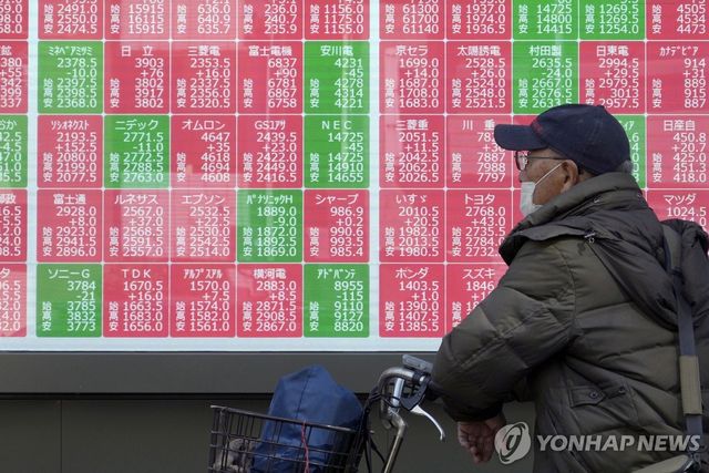 일본 도쿄 닛케이지수 현황판