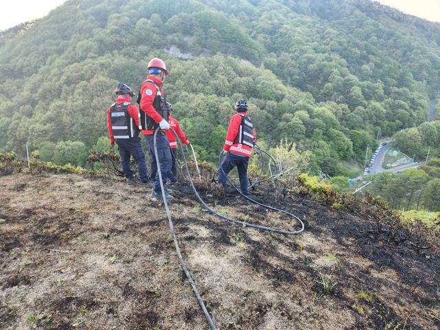 산불 예방 활동하는 금산군 공무원들 