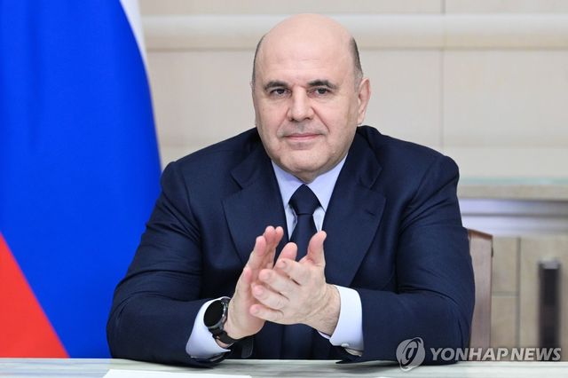 북러 두만강 자동차 다리 화상 착공식 참석한 미하일 미슈스틴 러시아 총리 