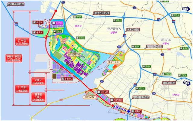제2순환고속도로 인천∼안산 구간 위치도