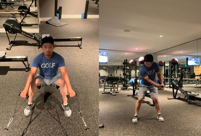 웨이트 트레이닝을 하는 강성훈.