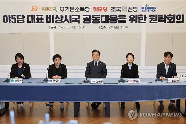 야5당 원탁회의에서 발언하는 사회민주당 한창민 대표