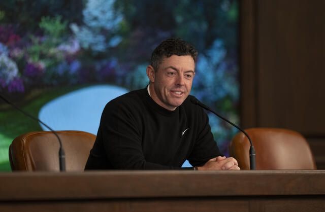 8일(현지시간) 오거스타 내셔널 골프클럽에서 기자회견 하는 매킬로이