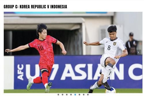 한국-인도네시아 경기 결과 전하는 AFC 홈페이지