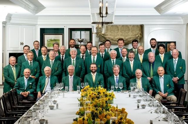 마스터스 역대 우승자 만찬 참석자 기념사진.