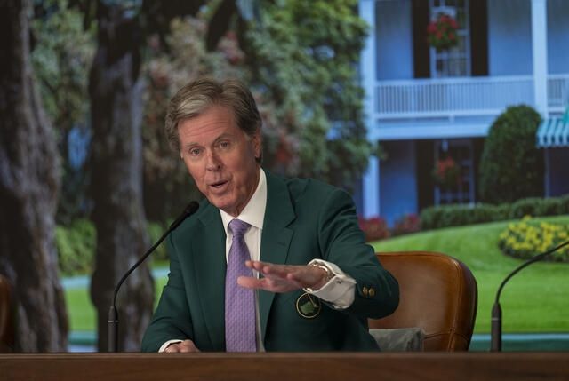 10일(한국시간) 오거스타 내셔널 골프클럽에서 기자회견 하는 리들리 회장