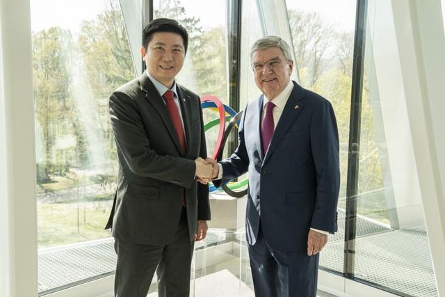바흐 IOC 위원장과 만난 유승민 대한체육회장