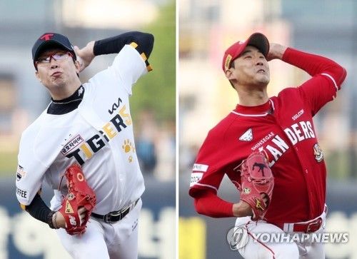 양현종(왼쪽)과 김광현