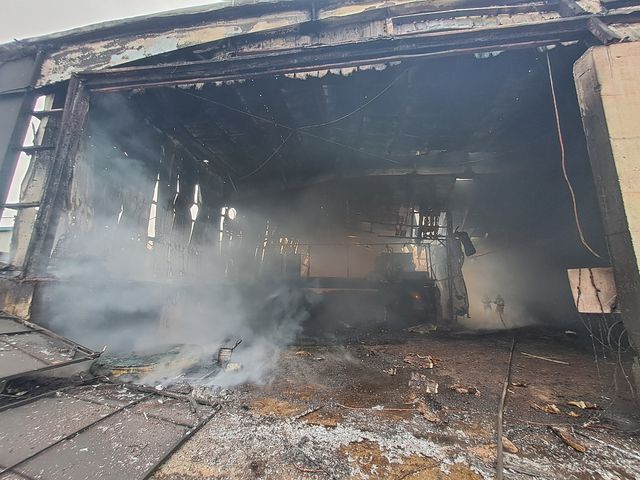 불탄 정읍 축사 퇴비 창고