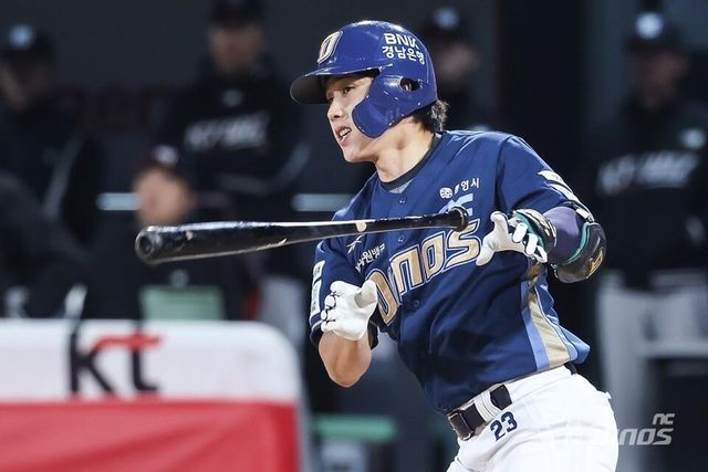 9회 역전 홈런을 친 NC 천재환의 7일 경기 모습. 