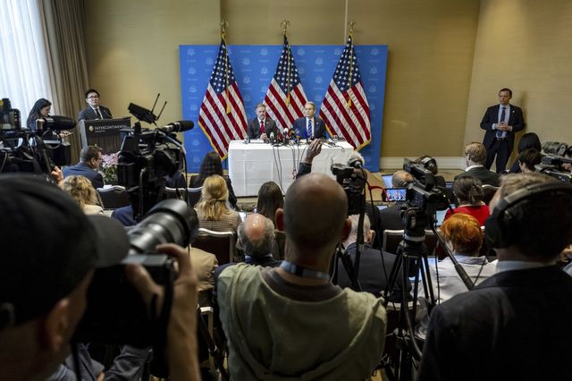 '미중 합의' 설명하는 미국 대표단 