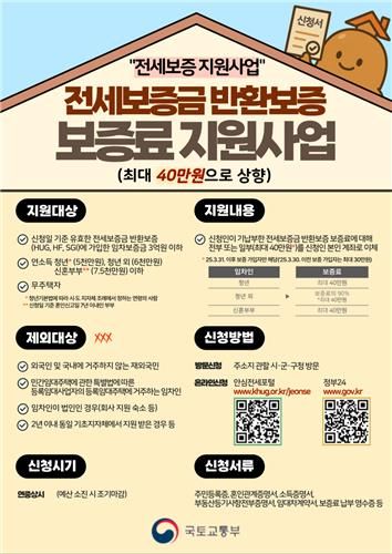 전세보증금 반환보증 보증료 지원 안내문