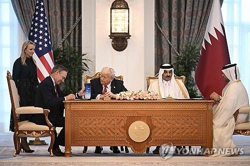 보잉과 카타르항공의 사업계약 서명식