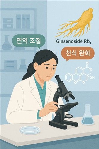 인삼의 천식 완화 효능 연구의 AI 생성 이미지 