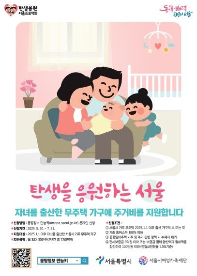 서울시 자녀 출산 무주택가구 주거비 지원
