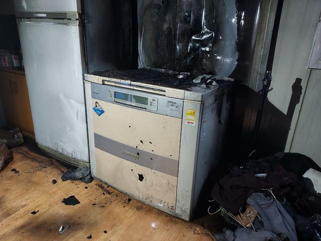 화재가 난 김치냉장고