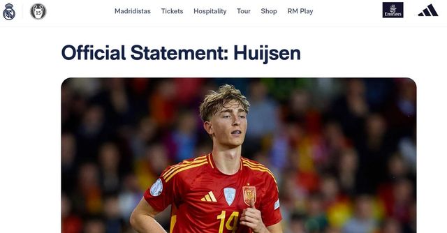 딘 하위선의 영입 소식을 전한 레알 마드리드