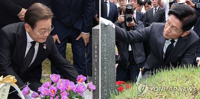 5·18 민주묘지 찾은 이재명·김문수 대선 후보