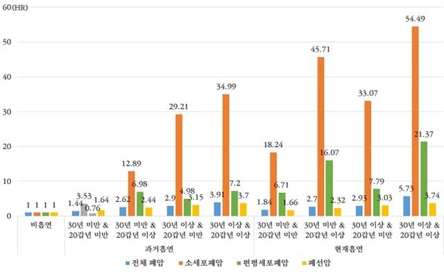 흡연력에 따른 폐암 발생위험도