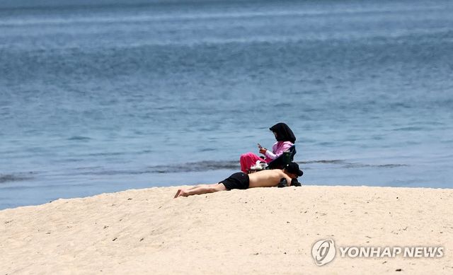 일광욕하기 좋은 여름 같은 해변
