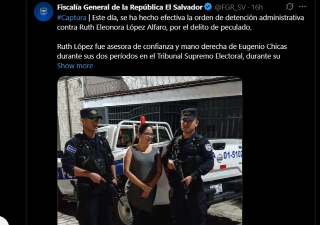 엘살바도르 인권변호사 체포와 관련한 검찰 엑스(X) 게시물