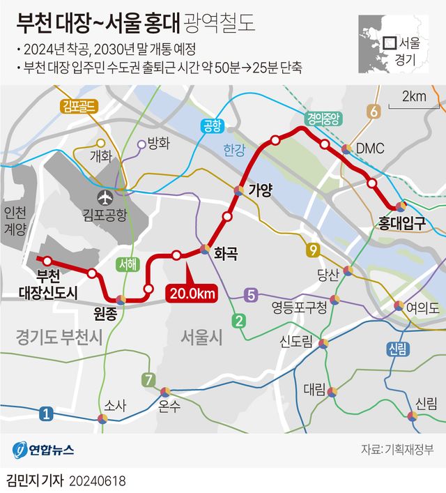 [그래픽] 부천 대장~서울 홍대 광역철도