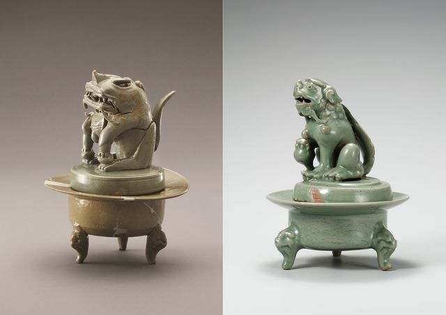 청자 사자형뚜껑 향로