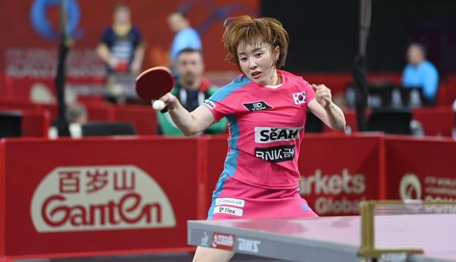 세계탁구선수권 여자단식에 나선 서효원의 경기 장면