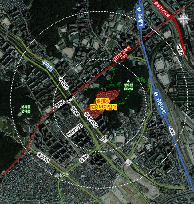 노원구 월계동 534일대 모아타운 위치도
