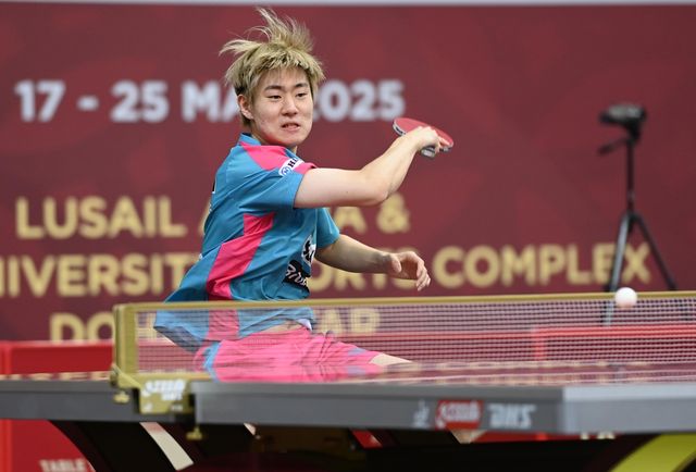 세계탁구선수권 남자단식에 나선 오준성의 경기 장면