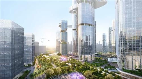 용산국제업무지구 철도 위 공중정원 조감도