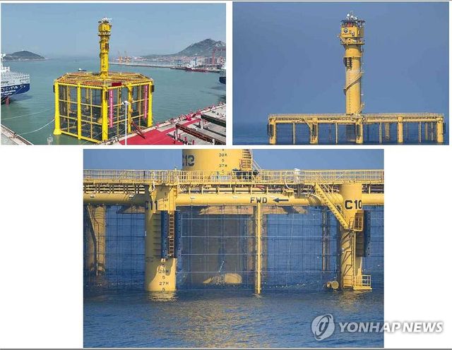 중국이 일방적으로 설치한 서해구조물 선란2호