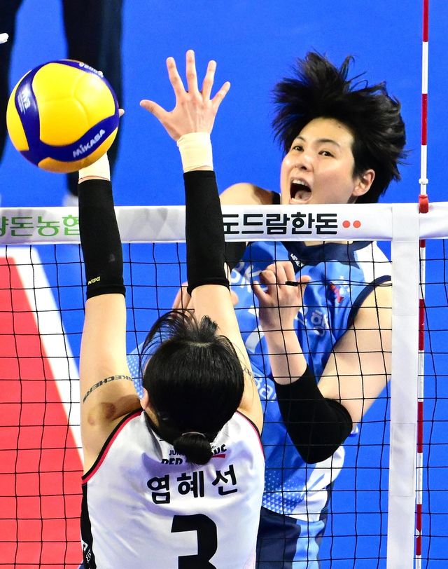 기업은행 선수 시절 스파이크하는 김희진