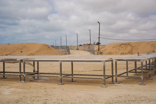 가자지구에 설치된 GHF 구호품 배급소