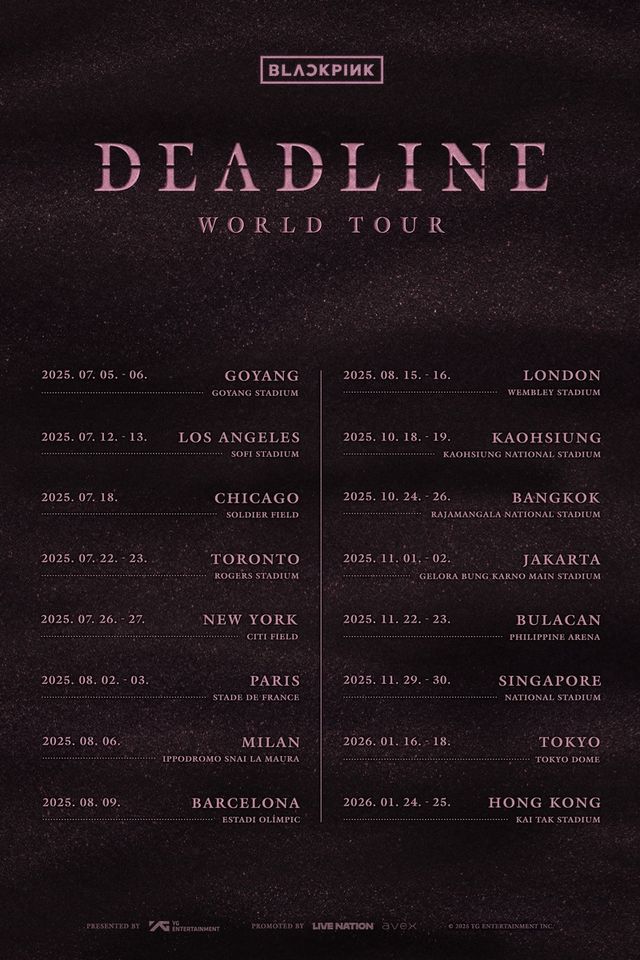 블랙핑크 월드투어 '데드라인' 일정