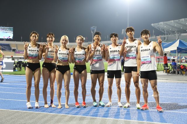 구미 아시아육상선수권에 출전한 한국 남녀 계주 1,600ｍ 대표팀