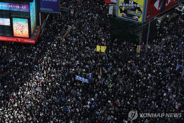 인권의 날(12월10일)을 앞둔 2019년 12월 8일 홍콩에서 열린 민주화 요구 시위